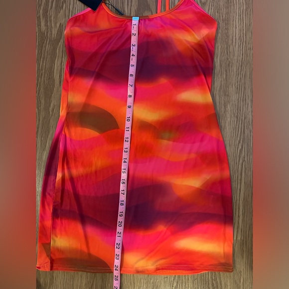 NWT Pink Abstract Print Slinky Asymmetric Strap Detail Bodycon Dress - Picture 6 of 7